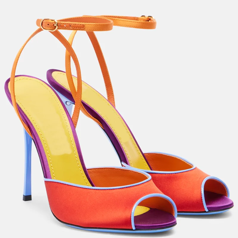 Women'S Shoes Veja - Satijn gemengde kleuren peep toe sandalen