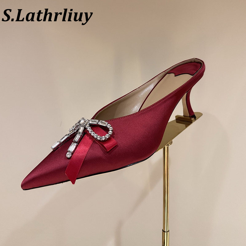 Women Shoes Size 7 - pantoffels Hoge hakken glanzende kristallen decoratie