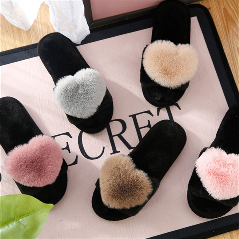 Women Shoes For Winter - crriflz Pluche hartvormige pantoffels voor dames,
