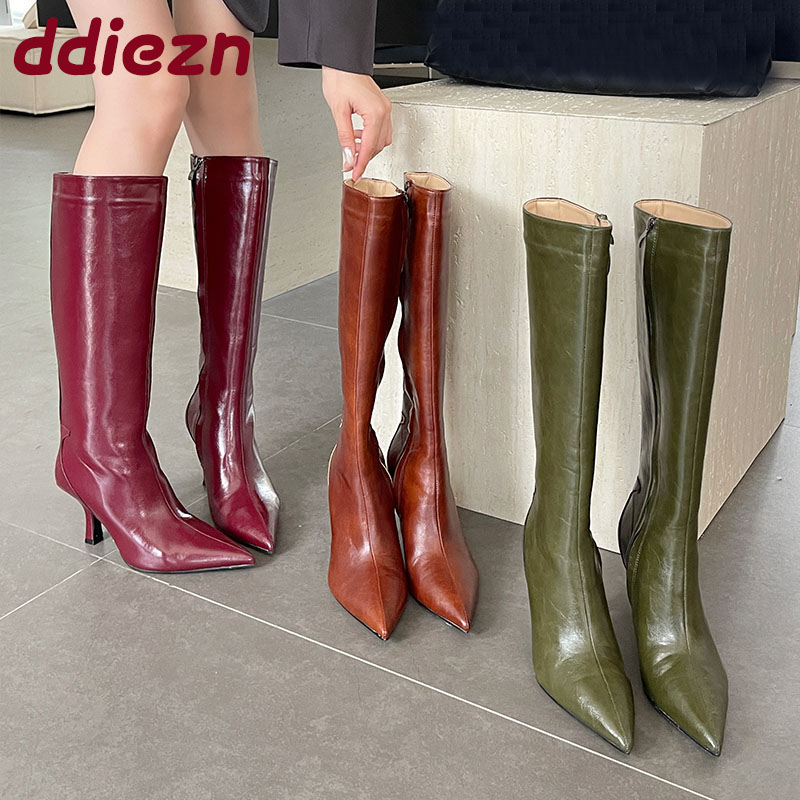 Women'S Shoes For Fall - Mode Puntschoen Dames Knie Hoge Laarzen