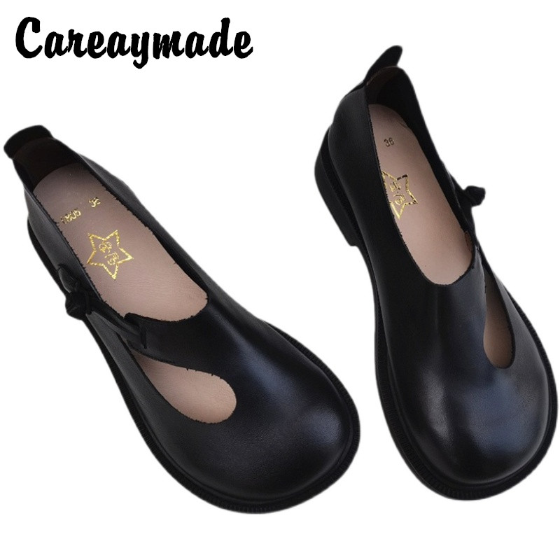 Women Shoes With Heels - Careaymade-Echt Leer Grote Schoenen Retro Nationale