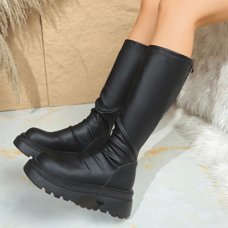 Sexy zwarte dikke zool kniehog - Women'S Shoes For Fall recensie en prijs