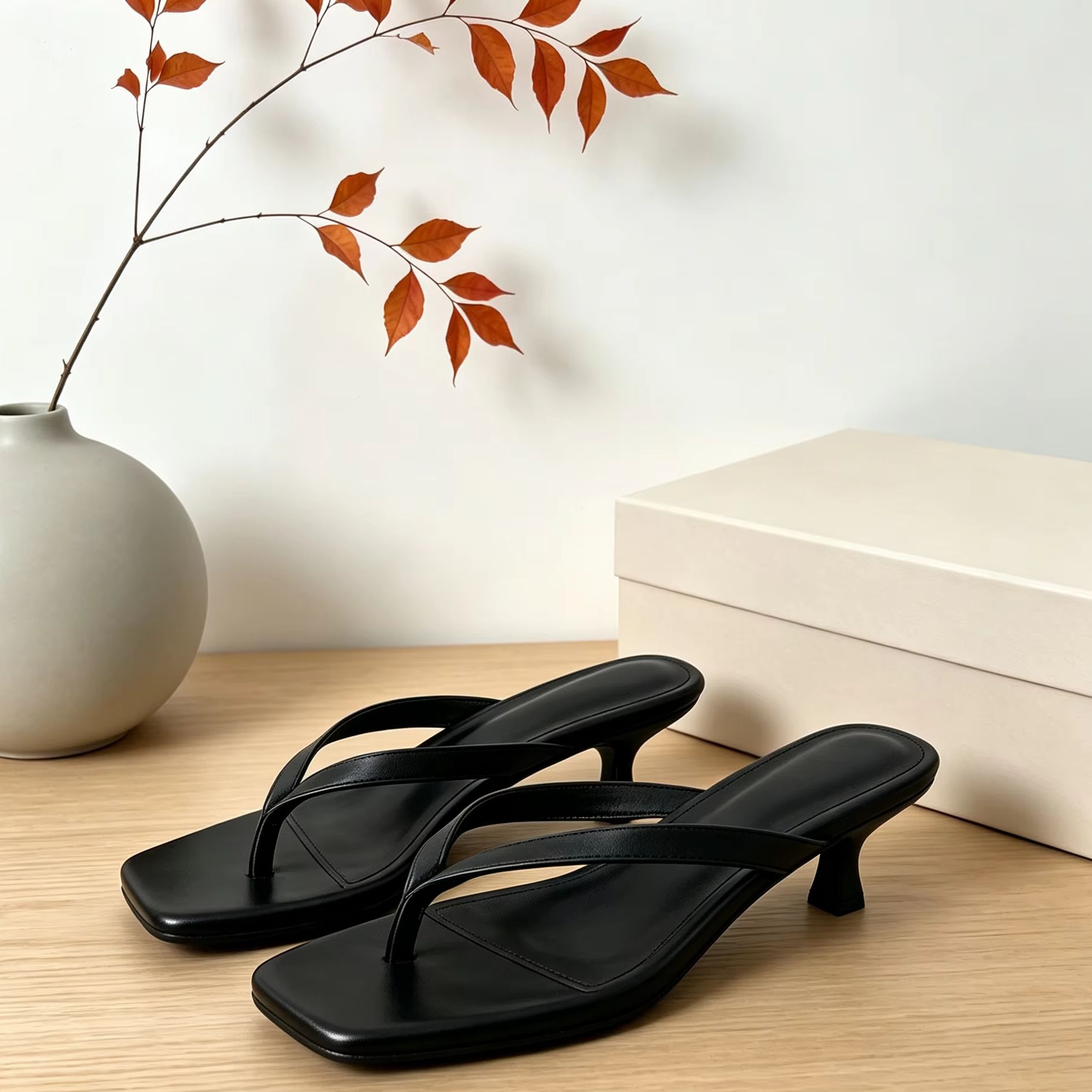 Dameszwart zacht leer vierkant - Women'S Shoes Kitten Heels recensie en prijs